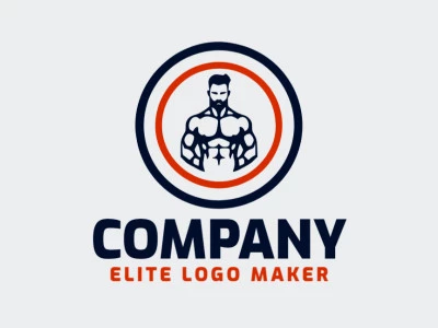 Logotipo moderno com a forma de um homem forte com design profissional e estilo simétrico.