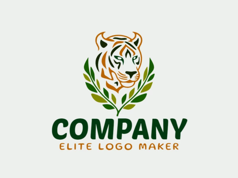 Logotipo profissional com a forma de um tigre com design criativo e estilo artesanal.