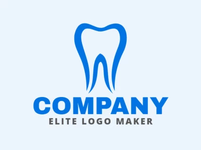 Modelo de logotipo para venda com a forma de um dente, a cor utilizada foi azul.