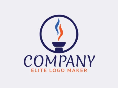 Crie um logotipo ideal para o seu negócio com a forma de uma tocha com estilo minimalista e cores customizáveis.