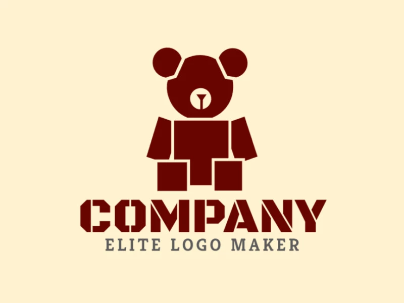 Um design de logo adorável com um urso de brinquedo, exalando charme infantil e inocência em tons de marrom quente.