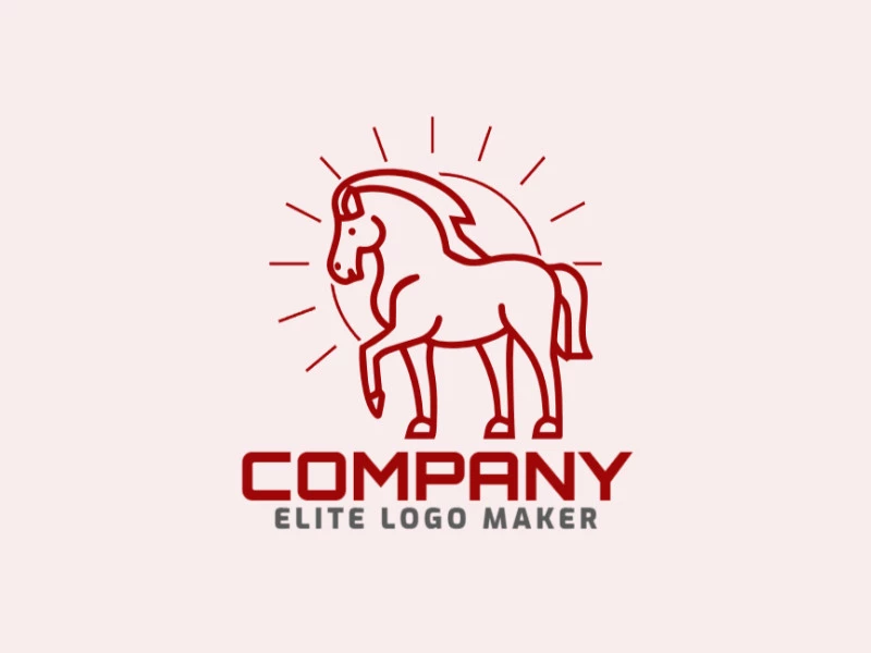 Uma representação monolinear de um cavalo treinado, capturando elegância e força em um design de logo sofisticado.