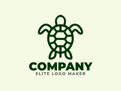 Um logotipo monoline refinado com uma tartaruga proeminente, elegantemente contornada em verde escuro, ideal para uma marca sofisticada e profissional.