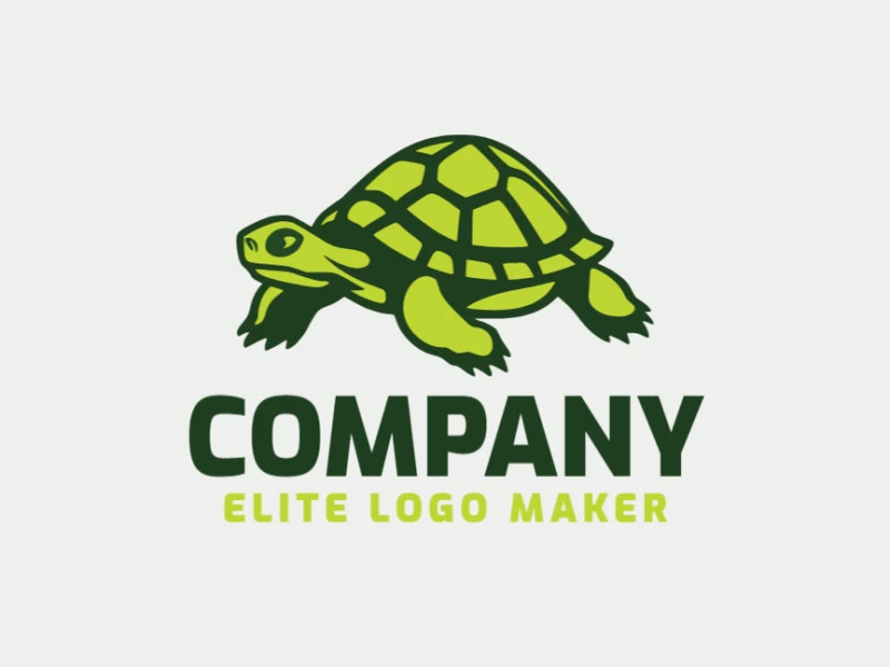 Crie seu próprio logotipo com a forma de uma tartaruga com estilo ilustrativo e com a cor verde.