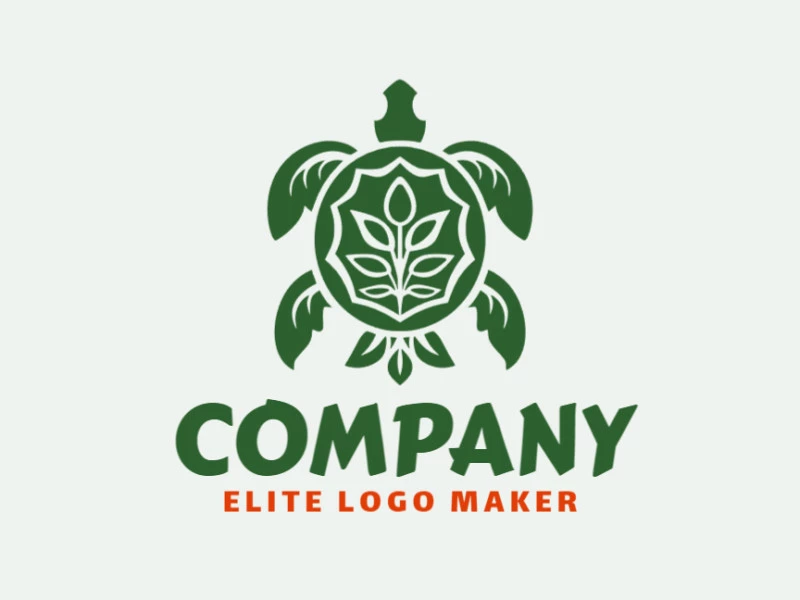 Logotipo memorável com a forma de uma tartaruga combinado com uma planta com estilo abstrato, e cores customizáveis.