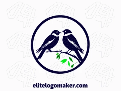Crie seu logotipo online com a forma de dois pássaro com cores customizáveis e estilo abstrato.