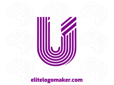 Uma letra "U" chamativa com várias linhas e cor roxa, projetada no estilo de letra inicial, perfeita para criar um logotipo marcante.