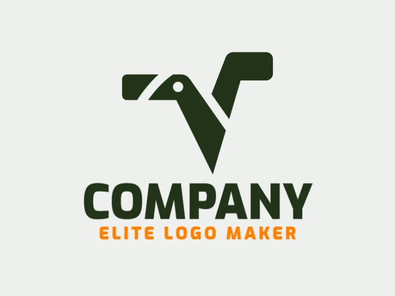 Crie seu logotipo online com a forma de uma letra "V" combinado com um dinossauro, com cores customizáveis e estilo minimalista.