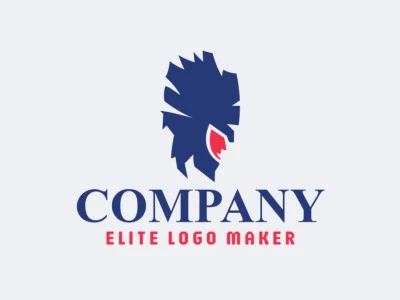 Logotipo simples e profissional com a forma de um guerreiro com estilo abstrato, as cores utilizadas foi rosa e azul.