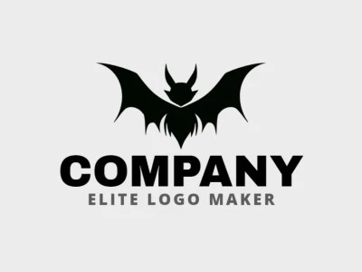 Crie um logotipo para sua empresa com a forma de um morcego selvagem com estilo simples e cor preto.