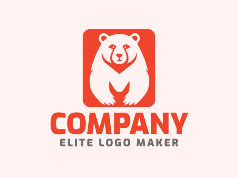 Crie um logotipo ideal para o seu negócio com a forma de um urso selvagem com estilo simétrico e cores customizáveis.