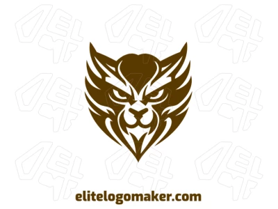 Um logo criativo com um gato selvagem e design simétrico, refletindo força e equilíbrio.