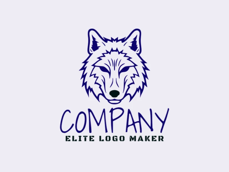 Crie um logotipo vetorizado apresentando um design contemporâneo de um lobo e estilo monoline, com um toque de sofisticação e com as cores preto e azul escuro.