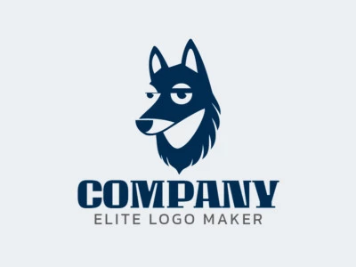 Um logotipo de mascote ousado com um lobo feroz, exalando força e personalidade em tons de azul escuro.