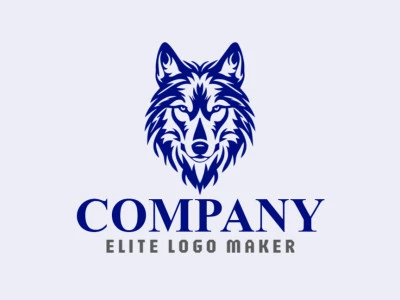 Um logo de estilo tribal com um lobo em azul, incorporando força e mistério, perfeito para marcas que buscam uma identidade poderosa e enigmática.