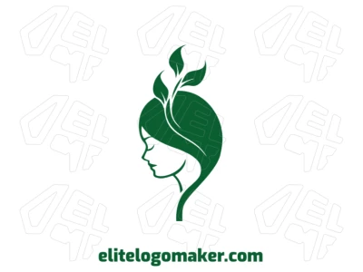 Mulher Com Combinado Com Uma Folha De Árvore - Logotipo 100% Vetorial
