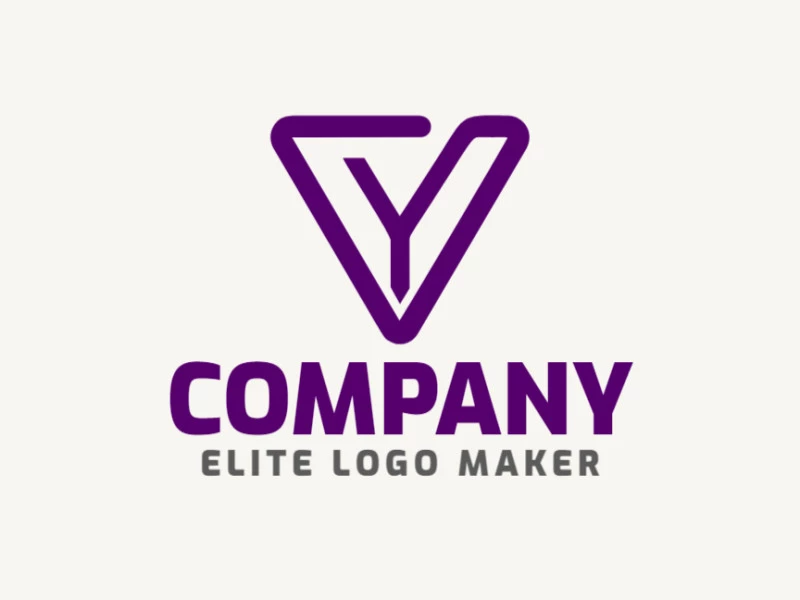 Um logotipo de marca distinto combinando as letras 'Y' e 'V' em um estilo elegante de letra inicial com um toque de roxo.