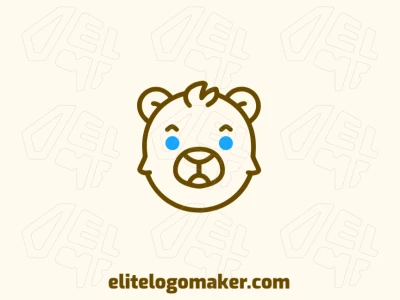 Um modelo de logotipo refinado com a cabeça de um urso jovem em um estilo infantil e lúdico, projetado com detalhes suaves e encantadores.