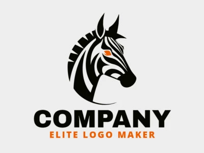 Crie um logotipo vetorial para sua empresa com a forma de uma cabeça de zebra com estilo abstrato, as cores utilizadas foi laranja e preto.