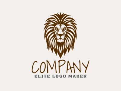 A sophisticated logo in the shape of an African lion with a sleek tribal style, featuring a captivating dark brown color palette.