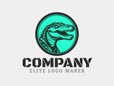 Create a logo for your company in the shape of an alligator with illustrative style with green and black colors.