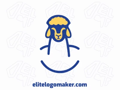 Logo template for sale in the shape of an alpaca, the colors used were dark blue and dark yellow.