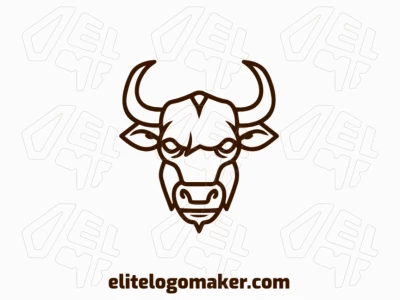 A symmetric logo featuring an angry bull head, offering a strong and dynamic representation with bold lines and a fierce, powerful design.
