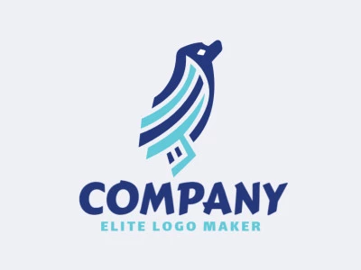 Animal logo design in the shape of a seal (animal) composed of abstract forms and refined design with blue colors.