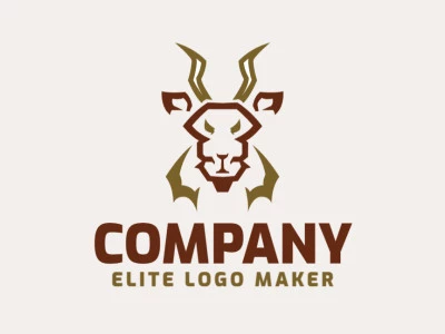 Animal logo with a refined design forming an antelope with green and brown colors.