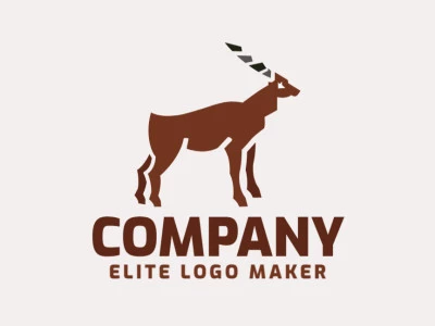 Animal logo design in the shape of an antelope composed of solids shapes with gray, black, and brown colors.