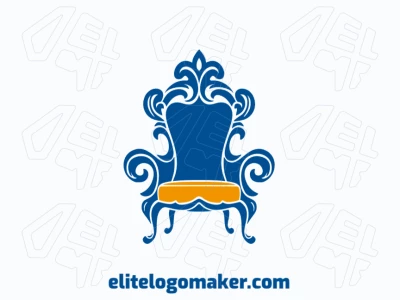 Adaptable logo in the shape of an armchair with an ornamental style, the colors used were orange and dark blue.