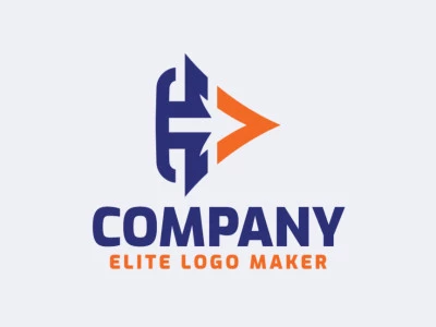 Create an ideal logo for your business in the shape of an arrow combined with a play icon, with abstract style and customizable colors.