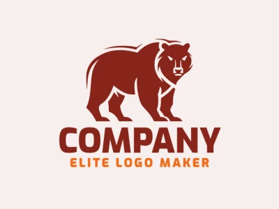 Template logo in the shape of an attentive brown bear with abstract design and brown color.