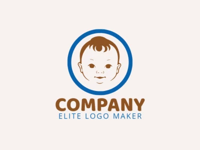 Professional logo in the shape of a baby with an childish style, the colors used was blue and yellow.