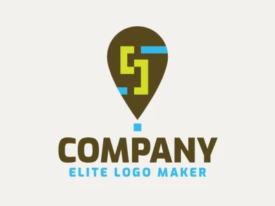 Simple logo in the shape of a map icon combined with a letter "S", the colors used are brown, green, and blue.