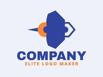 Minimalist logo in the shape of a batoidea composed of simples shapes with blue and orange colors.