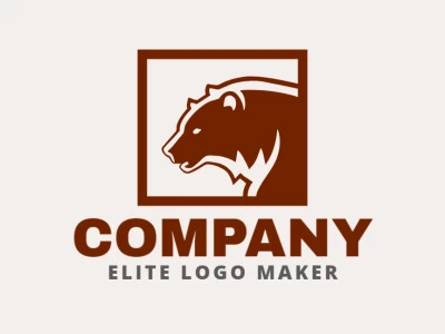 A simple logo composed of abstract shapes forming a bear with the color brown.