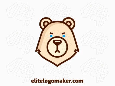 A professional, creative logo featuring a bear head in a monoline style, utilizing blue, brown, and beige, perfect for a refined and modern brand identity.