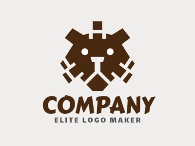 Animal logo in the shape of a brown bear head composed of abstracts shapes with brown colors.