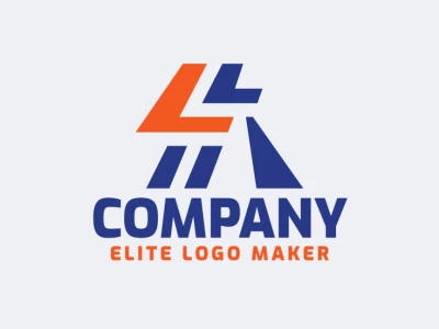 Logo available for sale in the shape of a bird with a minimalist design with blue and orange colors.