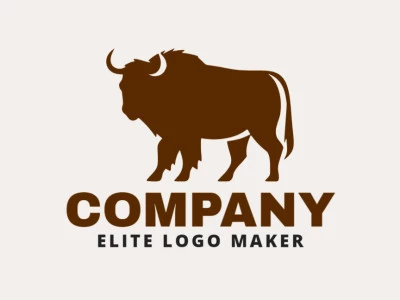 Professional logo in the shape of a bison with an animal style, the color used was dark brown.