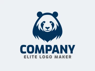 Vector logo in the shape of a blue bear with a pictorial design and dark blue color.