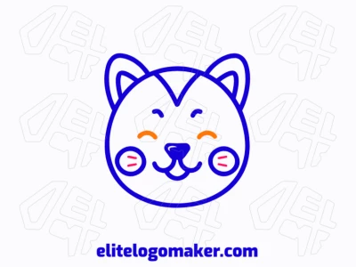 A simple and sleek monoline design of a blue cat head, perfect for a unique and modern logo design.