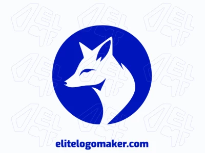 A minimalist logo showcasing a sleek blue fox, radiating elegance and charm in dark blue tones.