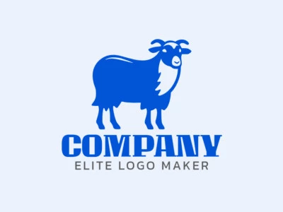 Abstract logo in the shape of a blue goat with creative design.