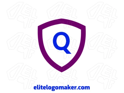 A prominent logo template featuring a blue letter "Q" inside a purple shield, offering a pictorial design style with bold and striking visuals.