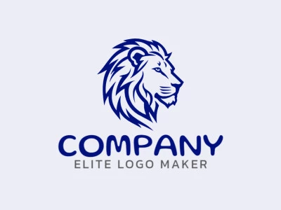 Abstract logo created with abstract shapes forming a blue lion with the color dark blue.