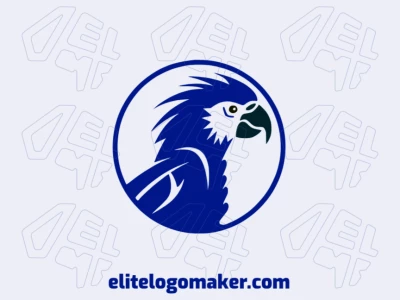 Professional logo in the shape of a blue macaw with creative design and circular style.
