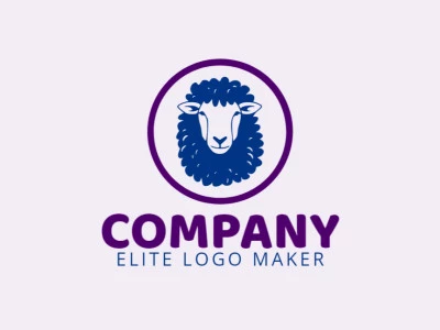 The logo template for sale is in the shape of a blue sheep, the colors used were purple and dark blue.