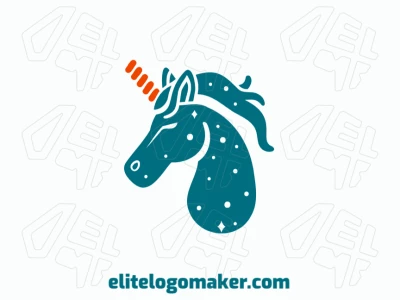 A blue unicorn in a minimalist style, designed to create a luxurious and elegant visual representation.